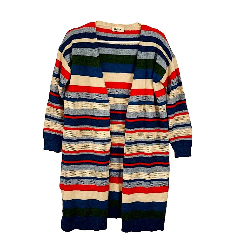 Adora Multi-Color Stripe Open Front Cardigan Size ML